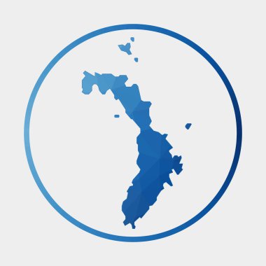 Lord Howe Adası simgesi, adanın çok köşeli haritası, eğimli halka, yuvarlak, polyester Lord Howe Adası.