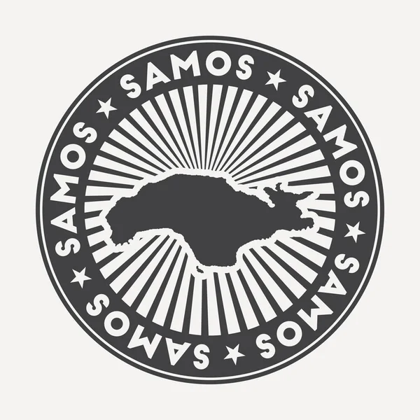 Logotipo redondo Samos Insignia de viaje vintage con el nombre circular y el mapa del vector de la isla — Vector de stock