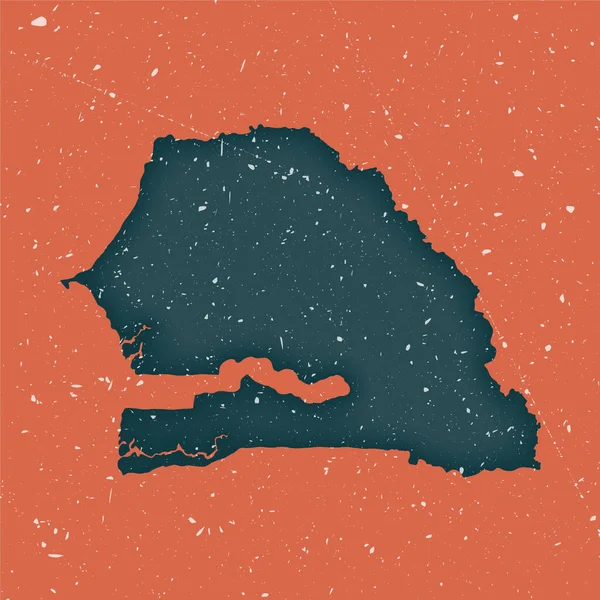 Senegal mapa vintage Grunge mapa del país con textura angustiada Senegal póster Vector — Vector de stock