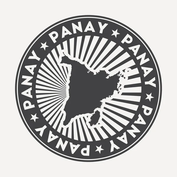 Panay logo redondo Insignia de viaje vintage con el nombre circular y el mapa del vector de la isla — Vector de stock