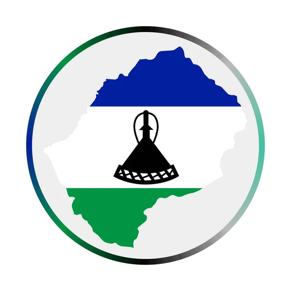 Icône Lesotho Forme du pays avec drapeau Lesotho Panneau rond avec drapeau couleurs anneau dégradé — Image vectorielle