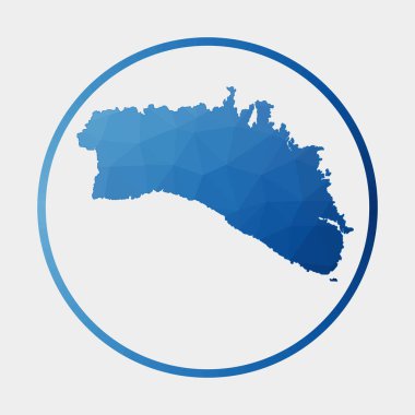 Adanın gradyan halka içerisindeki Minorca ikonu Çokgen haritası Yuvarlak düşük poli Minorka işareti Vektör