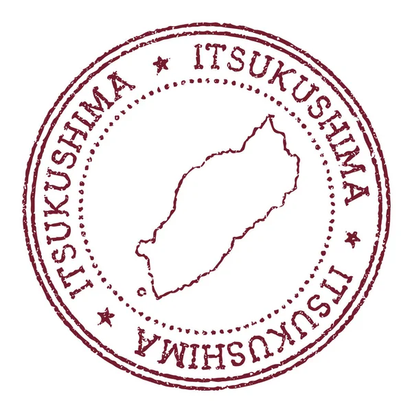 Itsukushima kerek gumibélyegző sziget térképpel Vintage piros útlevél bélyegző körkörös szöveggel és — Stock Vector
