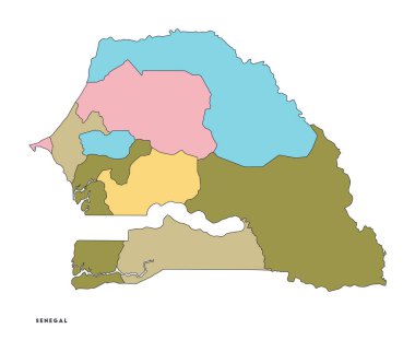 Senegal Harita Ülke posteri, Senegal 'in bölge şekilli ve ülke adı Yaratıcı vektör