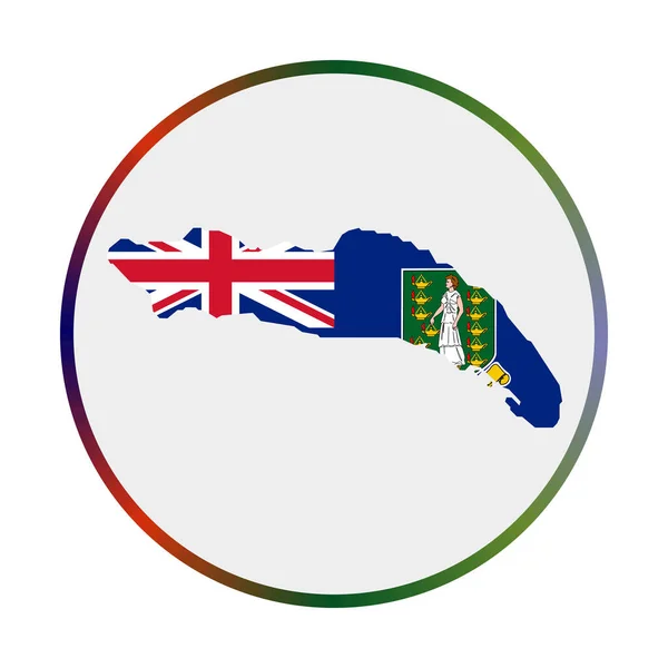 Icono de Anegada Forma de la isla con bandera de Anegada Signo redondo con anillo degradado de colores de la bandera — Vector de stock