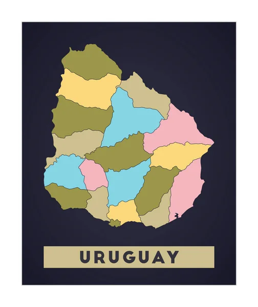 Uruguay mapa Afiche de país con regiones Forma de Uruguay con nombre de país Atractivo vector — Vector de stock