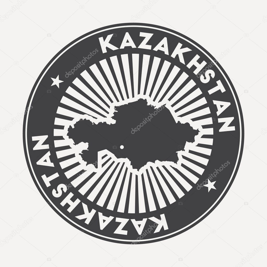 Kazakhstan round logo Vintage travel badge with the circular name and map of country vector