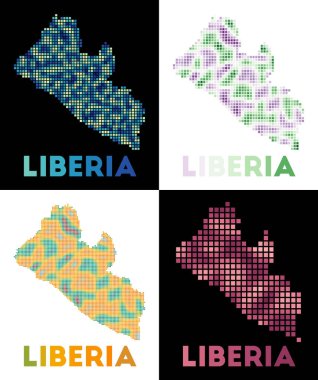 Liberya haritası. Liberya haritası. Ülkenin noktalı stil sınırlarıyla dolu.