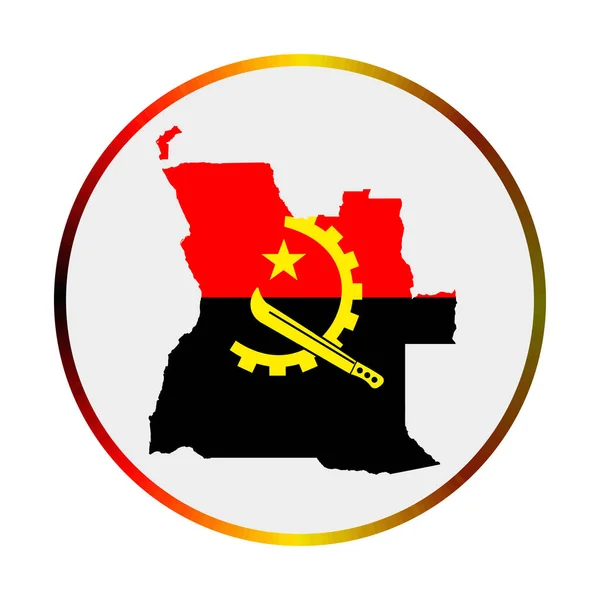 Icono de Angola Forma del país con bandera de Angola Cartel redondo con bandera colores gradiente anillo — Vector de stock