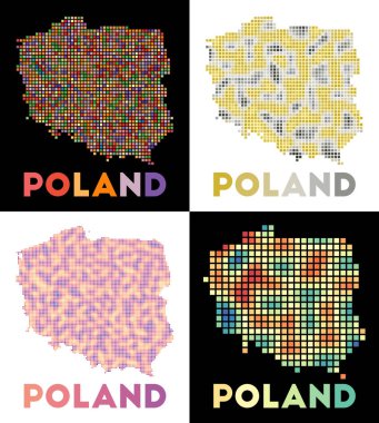 Polonya haritası Polonya haritası koleksiyonu ülkenin noktalı stil sınırlarıyla dolu