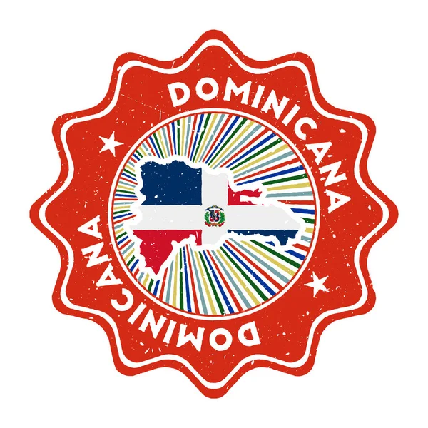 Dominicana ronda grunge sello con mapa de país y bandera de país Vintage insignia con texto circular — Archivo Imágenes Vectoriales