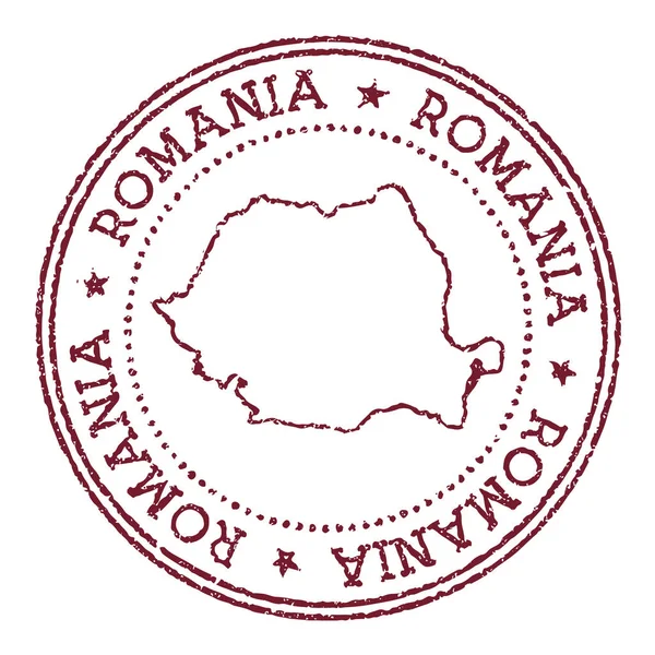 Roménia carimbo de borracha redonda com mapa do país Carimbo de passaporte vermelho vintage com texto circular e —  Vetores de Stock