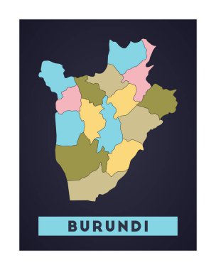 Burundi Harita Ülke posteri Burundi 'nin bölge şekilli ve ülke adı Radiant vektörü