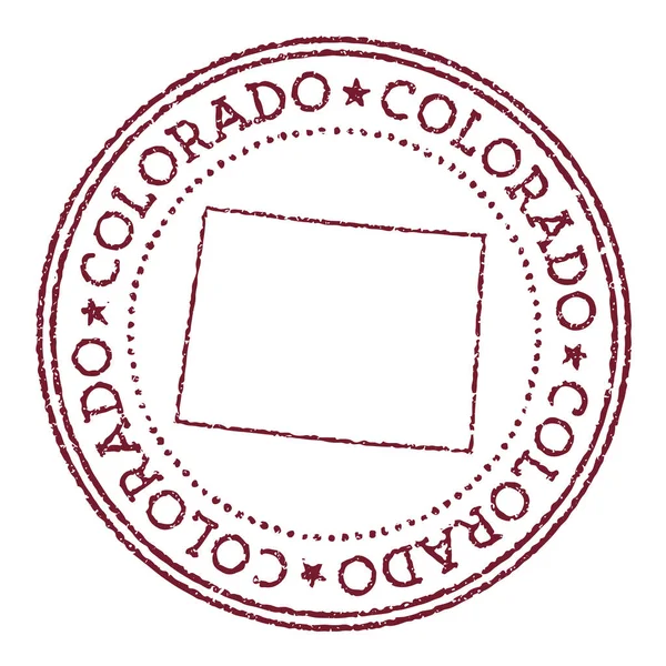 Colorado carimbo de borracha redonda com a gente mapa do estado Vintage selo de passaporte vermelho com texto circular e —  Vetores de Stock