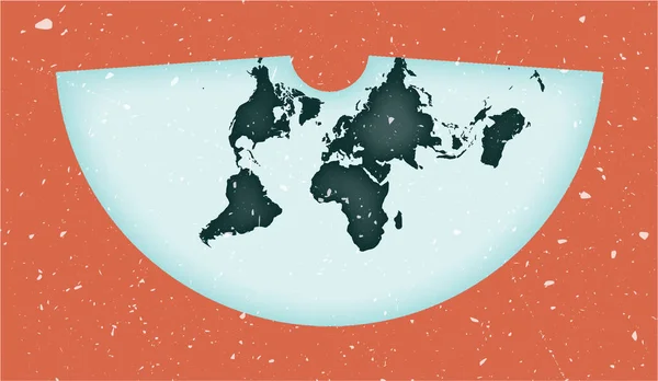 Poster carte du monde Projection équidistante conique Vintage Forme du monde avec texture grunge Puissante — Image vectorielle