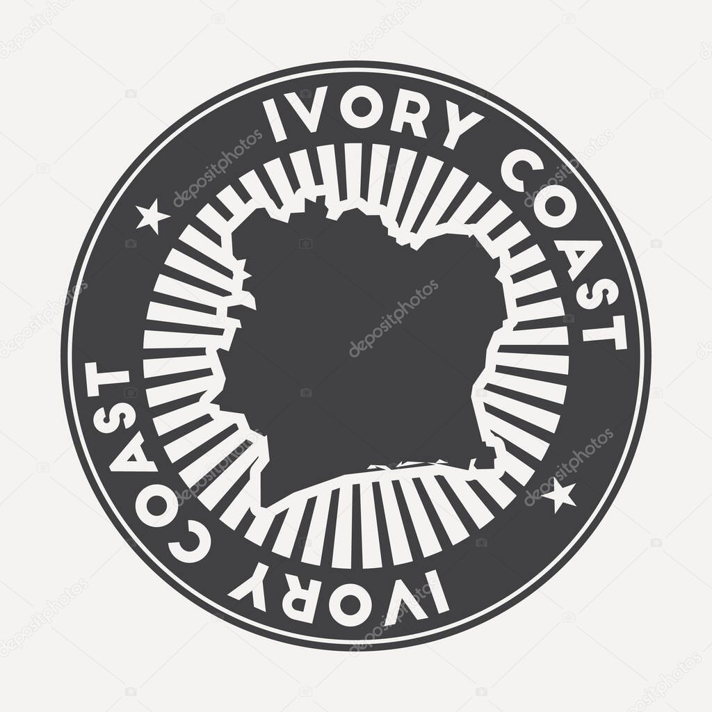 Ivory Coast round logo Vintage travel badge with the circular name and map of country vector