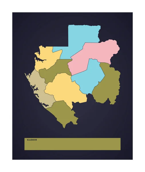 Mapa de Gabón Cartel del país con regiones Forma de Gabón con el nombre del país Impresionante vector — Vector de stock