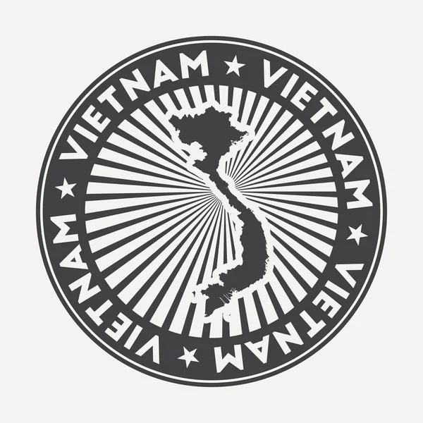 Вьетнамский круглый логотип Винтажный дорожный бейдж с круговым названием и картой страны вектор — стоковый вектор