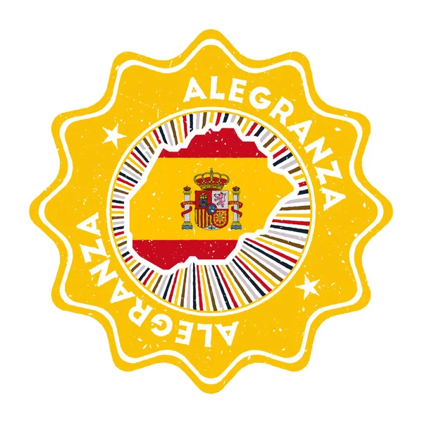 Alegranza redonda grunge selo com mapa da ilha e bandeira do país emblema vintage com texto circular e — Vetor de Stock