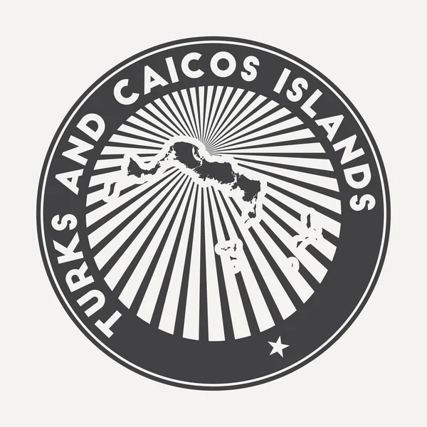 Insignia redonda Islas Turcas y Caicos Insignia de viaje vintage con el nombre circular y el mapa de la isla — Vector de stock