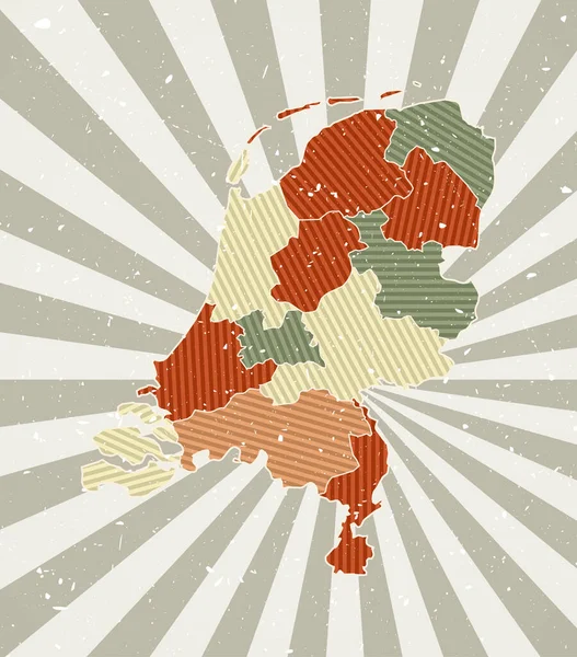 Holanda mapa do vintage cartaz Grunge com mapa do país em paleta de cores retro Forma de — Vetor de Stock