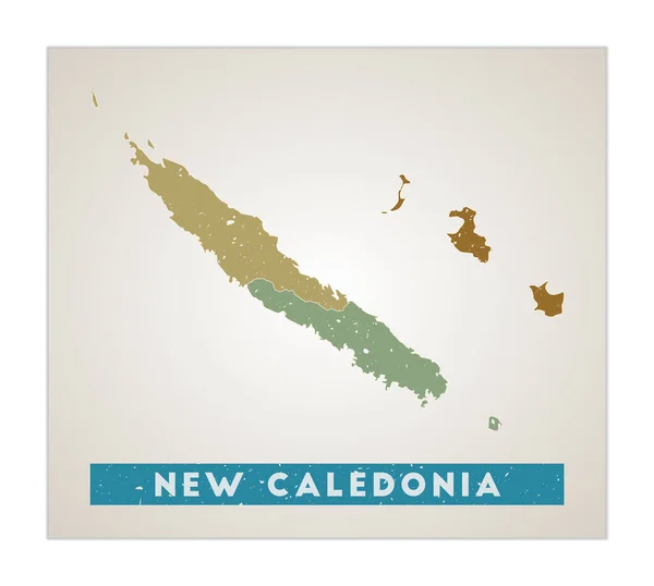 Mapa de Nueva Caledonia Póster de país con regiones Old grunge texture Forma de Nueva Caledonia con — Vector de stock