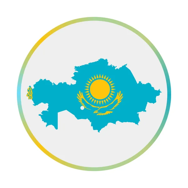 Kazakhstan icon Shape of the country with Kazakhstan flag Round sign with flag colors gradient — Stock Vector