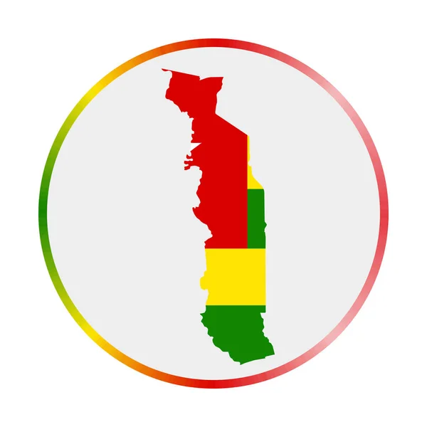 Icono de Togo Forma del país con bandera de Togo Signo redondo con bandera colores gradiente anillo Elegante — Vector de stock