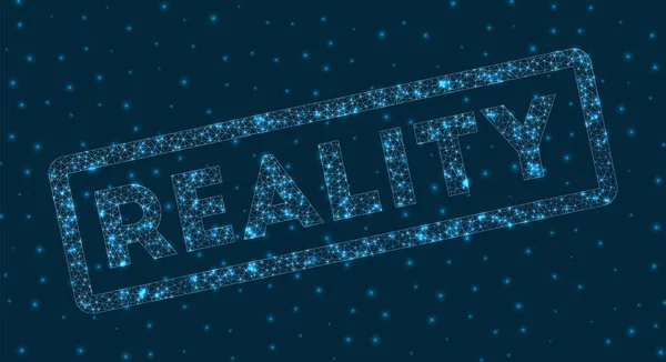 Λέξη πραγματικότητας σε ψηφιακό στυλ Λαμπερό σήμα γεωμετρικής πραγματικότητας Δημιουργική διανυσματική απεικόνιση — Διανυσματικό Αρχείο