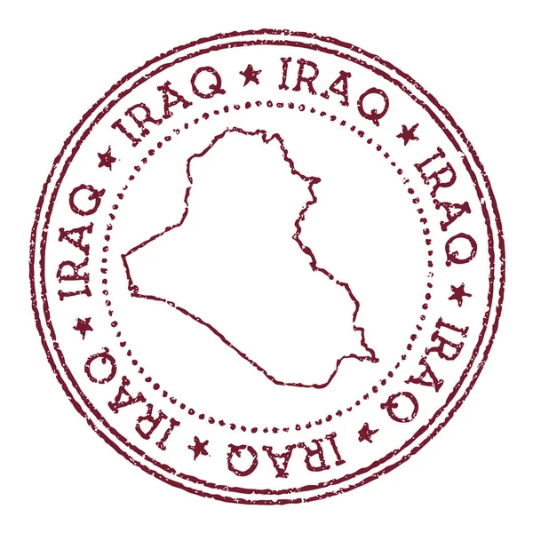Republik Irak runder Gummistempel mit Landkarte Vintage roter Passstempel mit rundem Text — Stockvektor