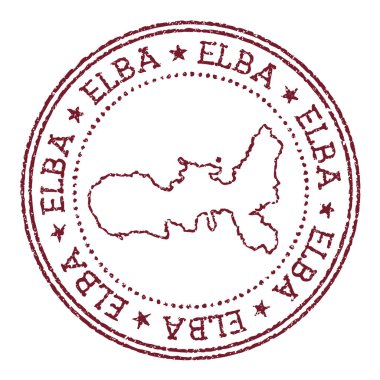 Ada haritalı Elba yuvarlak kauçuk damga dairesel metin ve yıldızlı klasik kırmızı pasaport damgası