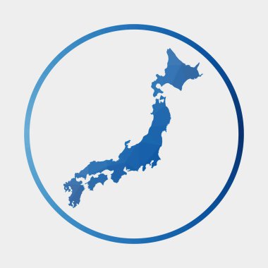 Japonya 'nın gradyan halka içindeki Çokgen ülke haritası Yuvarlak düşük poli Japonya Vektör işareti