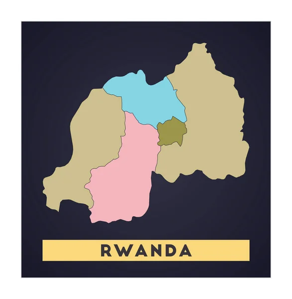 Ruanda Harita Ülke posteri Rwanda şekilli ve ülke adı Cool vektörü olan bölgeler — Stok Vektör