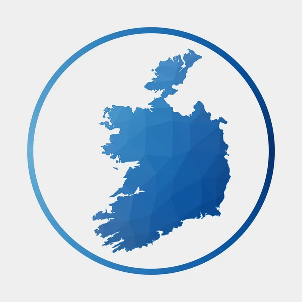 Irlanda icono Mapa poligonal del país en anillo de degradado Redonda poli baja Irlanda signo Vector — Vector de stock