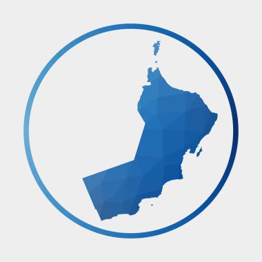 Oman icon. Polygonal map of the country in gradient ring. Round low poly Oman sign. Vector illustration.