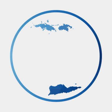 Virgin Adaları ikonu. Adanın gradyan halka içindeki çokgen haritası. Düşük polimerli Virgin Adaları işareti. Vektör illüstrasyonu.