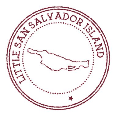 Küçük San Salvador Adası üzerinde ada haritası olan lastik bir damga. Dairesel metin ve yıldızlı klasik kırmızı pasaport damgası, vektör illüstrasyonu.