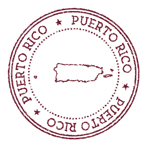 Carimbo de borracha redonda de Porto Rico com mapa do país Carimbo de passaporte vermelho vintage com texto circular e —  Vetores de Stock