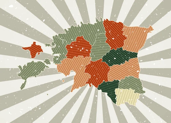 Estónia mapa do vintage Cartaz de Grunge com mapa do país em paleta de cores retro Forma da Estónia —  Vetores de Stock