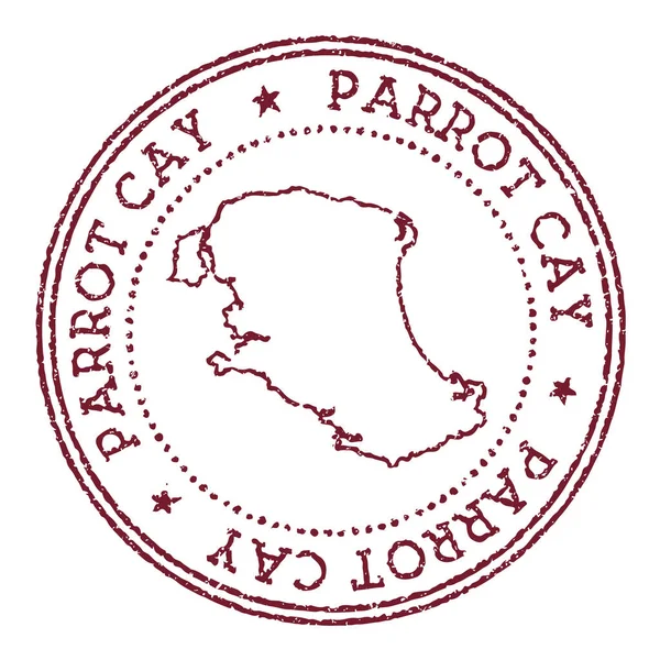 Parrot Cay sello de goma redonda con mapa de la isla Vintage sello de pasaporte rojo con texto circular y — Vector de stock