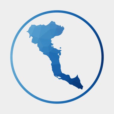 Korfu simgesi Adanın gradyan halka içinde Çokgen haritası Yuvarlak düşük poli Korfu işareti Vektörü