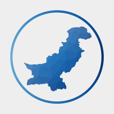 Pakistan ikonu. Ülkenin gradyan halka içindeki çokgen haritası. Düşük polimerli Pakistan işareti. Vektör illüstrasyonu.