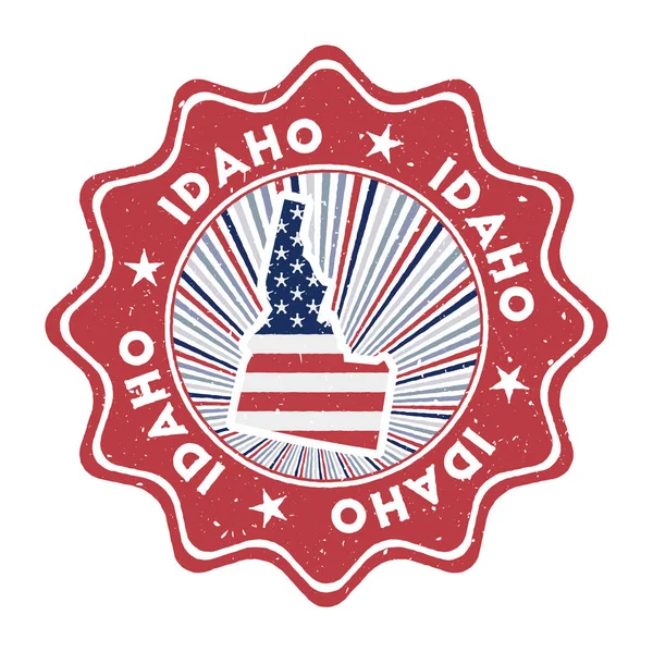 Idaho γύρο grunge σφραγίδα με μας χάρτη κατάσταση και σημαία χώρα Vintage σήμα με κυκλικό κείμενο και — Διανυσματικό Αρχείο