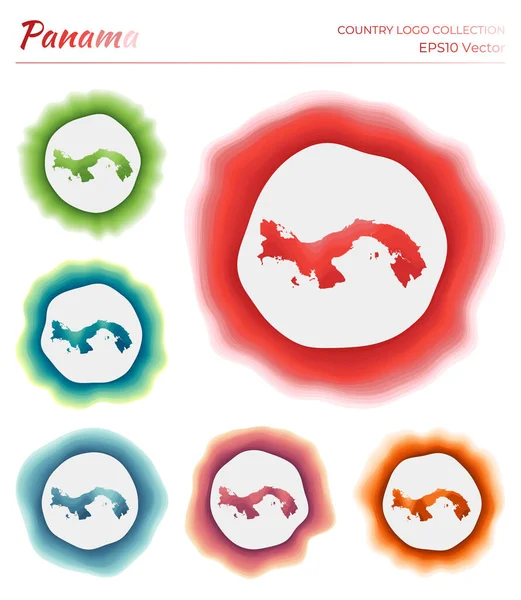 Logotipo de Panamá colección Logotipo colorido del país Marcos dinámicos en capas únicas alrededor de Panamá — Vector de stock