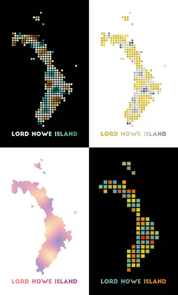 Mapa de la isla de Lord Howe Colección de mapa de la isla de Lord Howe en estilo punteado Fronteras de la isla — Vector de stock