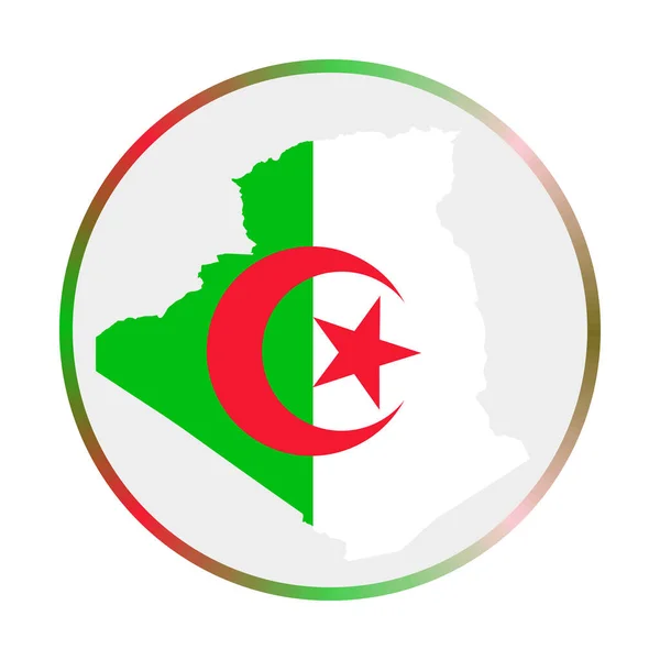 Icône Algérie Forme du pays avec drapeau Algérie Panneau rond avec drapeau couleurs anneau dégradé — Image vectorielle