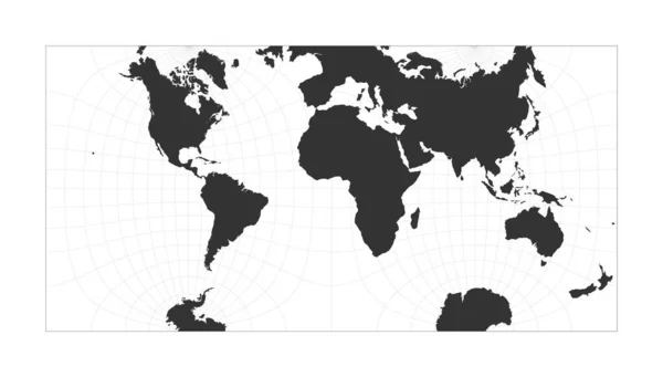 Mappa dell'emisfero Guyou mondialeproiezioni di globo con latitudine e longitudine netta — Vettoriale Stock