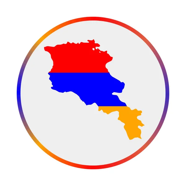 Ícone da Armênia Forma do país com bandeira da Armênia Sinal redondo com cores da bandeira anel gradiente —  Vetores de Stock