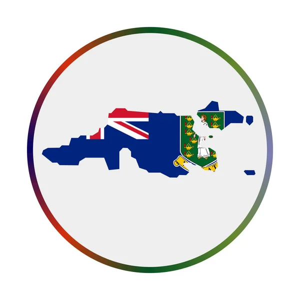 Jost Van Dyke icona Forma dell'isola con Jost Van Dyke bandiera Segno rotondo con colori bandiera — Vettoriale Stock