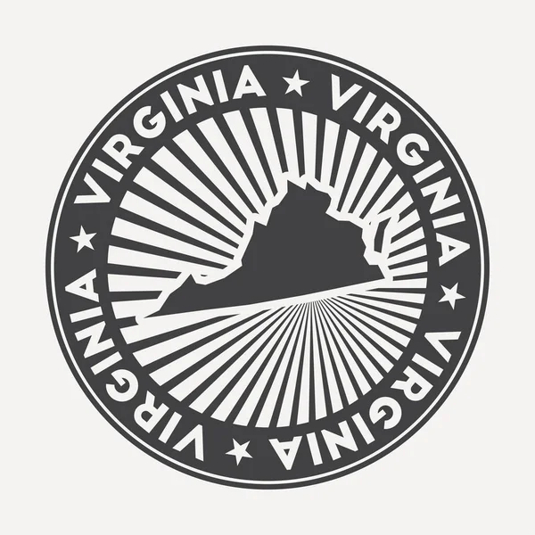 Virginia logo rotondo Vintage travel badge con il nome circolare e la mappa di noi stato vettore — Vettoriale Stock